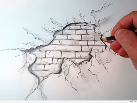 Рисование на кирпичной стене