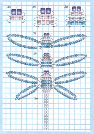 Стрекоза из бисера схема плетения для начинающих пошагово