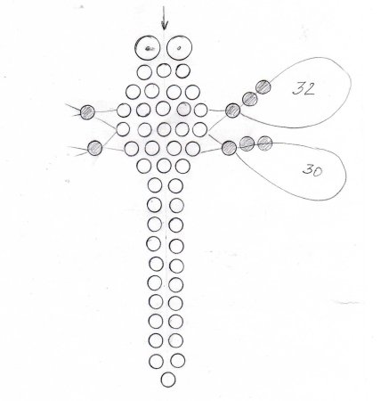 Стрекоза из бисера схема плетения для начинающих