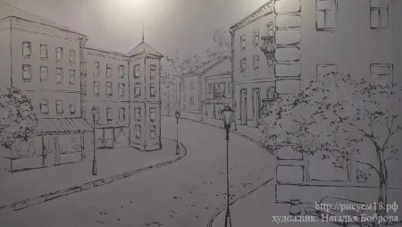 Зимняя улица карандашом