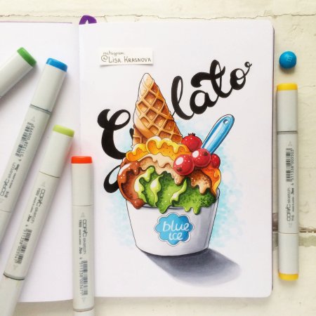 Кофе скетч маркерами