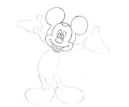 Микки Маус рисунок карандашом поэтапно