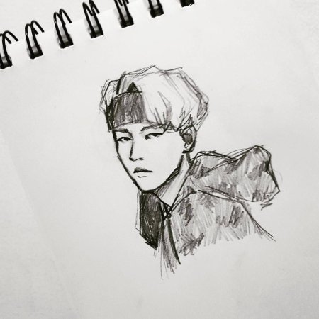 БТС арт карандашом тэхён