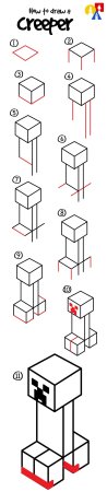 Майнкрафт рисунок пошагово