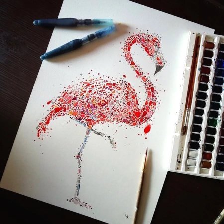 Цветы акварелью и гелевой ручкой
