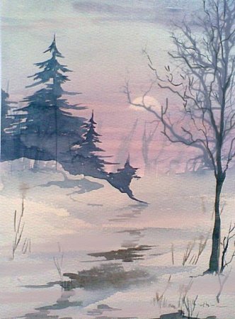 Зимние зарисовки акварелью