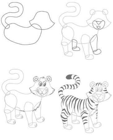 Рисунок тигра карандашом для срисовки для детей