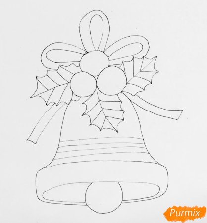 Новогодний колокольчик карандашом