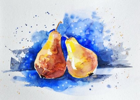 Легкие рисунки красками на бумаге