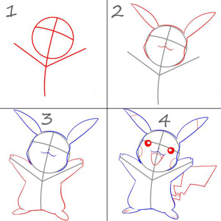 Уроки рисования Пикачу