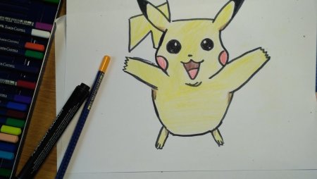 Пикачу рисунок фломастерами