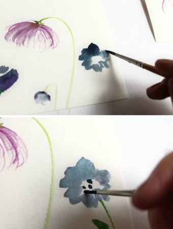 Рисунки краской цветы лёгкие