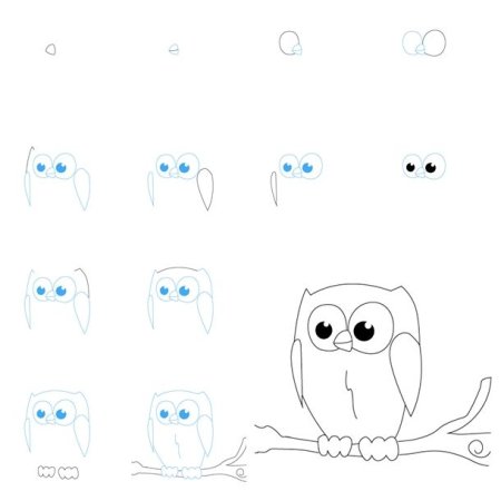 Сова рисунок карандашом поэтапно для начинающих