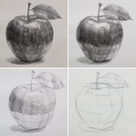 Яблоко рисунок карандашом