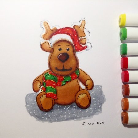 Новогодние рисунки маркерами