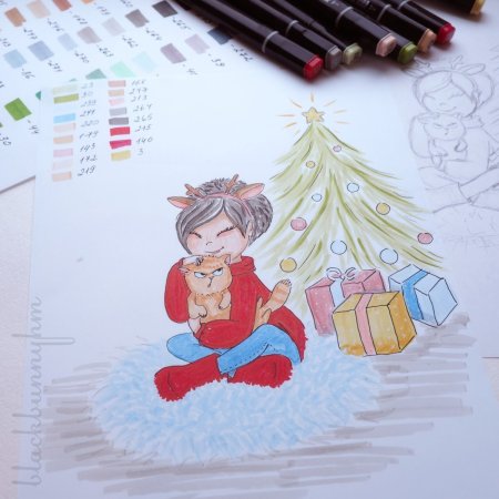 Новогодние рисунки фломастерами