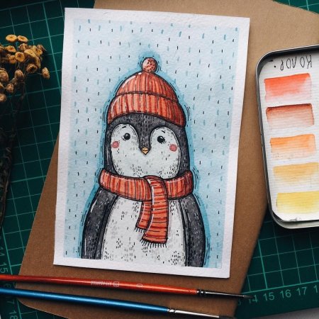 Милые и красивые новогодние рисунки для скетчбука