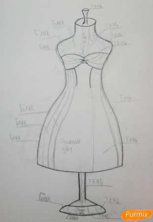 Платье на манекене карандашом