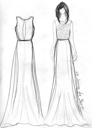 Эскиз вечернего платья на фигуре