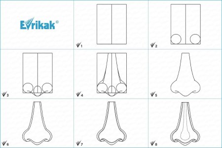 Поэтапмно рисование носа