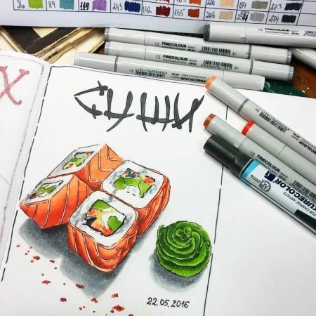Рисунки маркерами для скетчинга легкие и милые