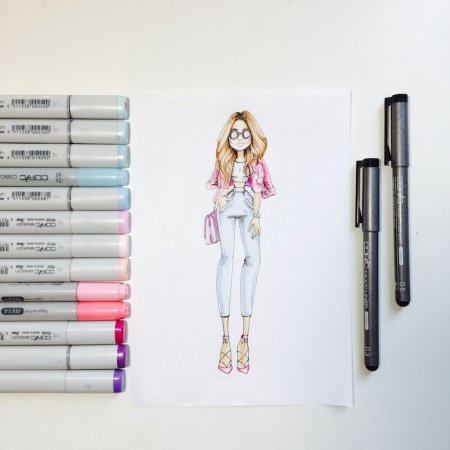 Рисунки маркерами для скетчинга девушки