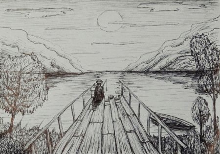 Пейзаж карандашом