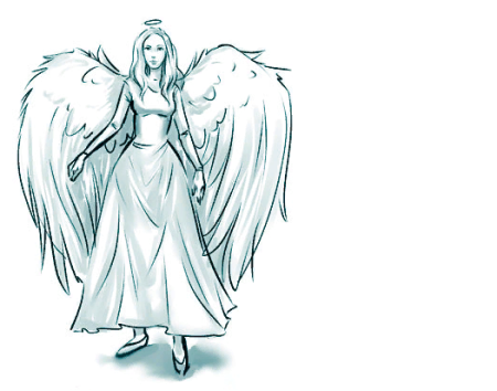Рисунки ангела с крыльями для срисовки