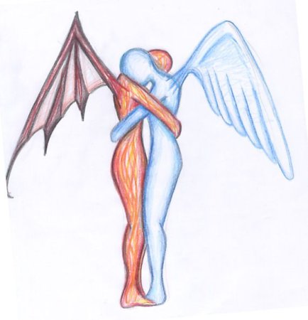 Ангел и демон нарисовать