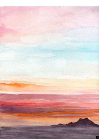 Закат акварелью