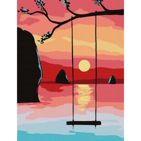 Пейзаж гуашью закат