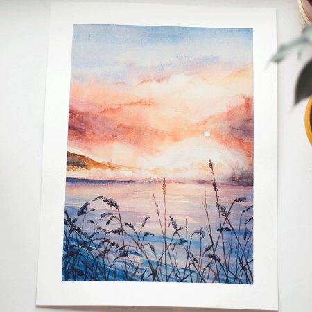 Пейзаж гуашью