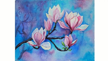 Осеннее дерево акварелью