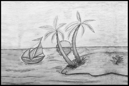 Морской пейзаж рисунок карандашом