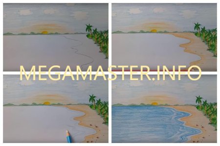 Этапы рисования моря