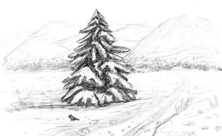 Зима гуашью для начинающих