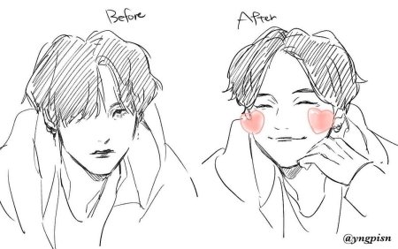 Тэхен рисунок карандашом