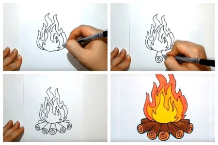 Рисунок огня для срисовки