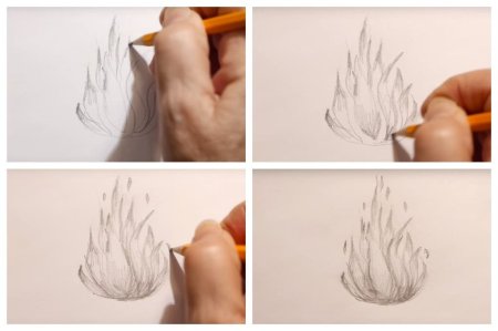 Огонь рисунок фломастером