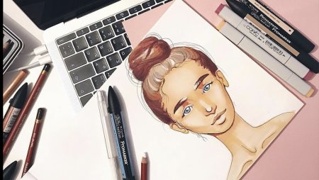 Портрет Фрида маркерами Copic