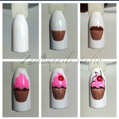 Пирожное на ногтях пошагово