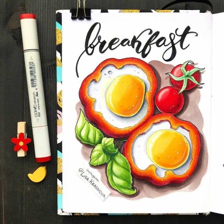 Рисунки маркерами для скетчинга еда