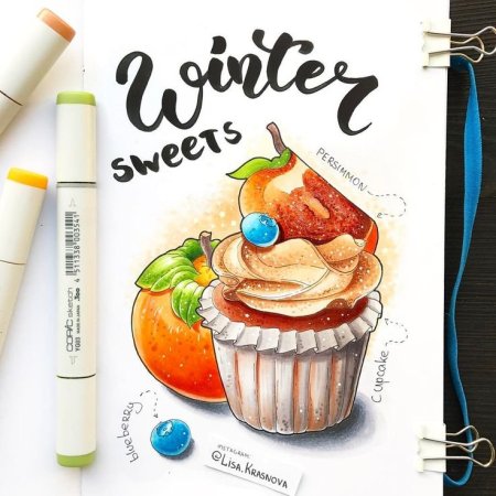 Рисунки для срисовки маркерами еда легкие