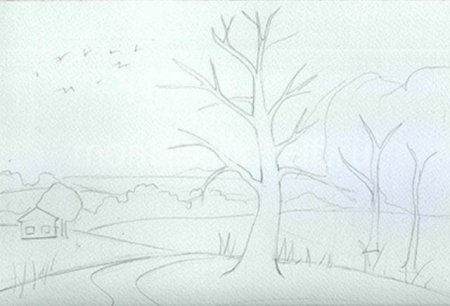 Весенние пейзажи карандашом легкие