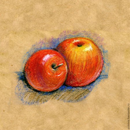 Яблоко масляной пастелью