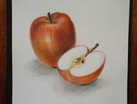 Рисование фруктов цветными карандашами