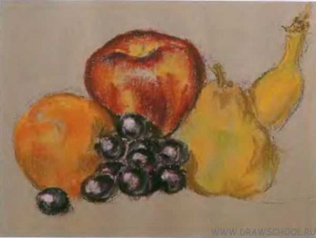 Фрукты пастелью для начинающих