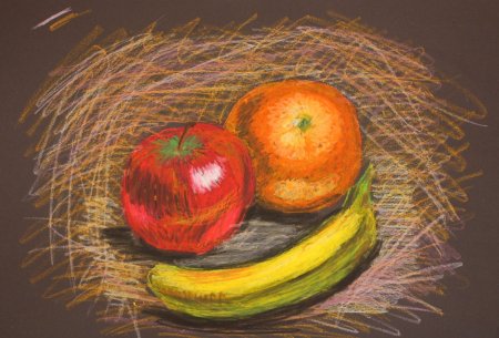 Фрукты масляной пастелью