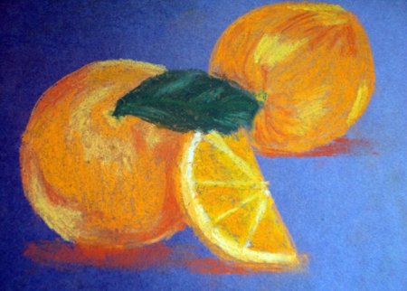 Фрукты масляной пастелью