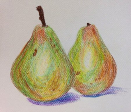Рисование фруктов цветными карандашами